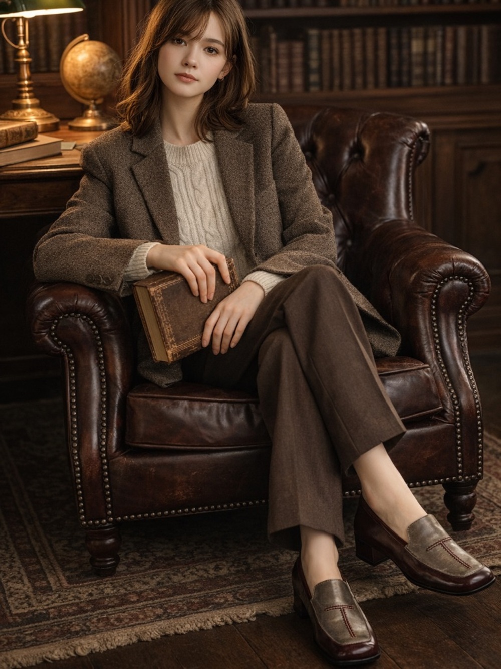 Taryn Rose Leather Loafers Brown Burgundy Square Toe IT 37/US 7 Dark Academia - Picture 2 of 5